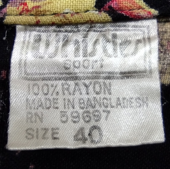 Vintage Whistles Floral Button Shirt Womens 40 Black Multicolor Retro Boho 90s - Picture 8 of 8